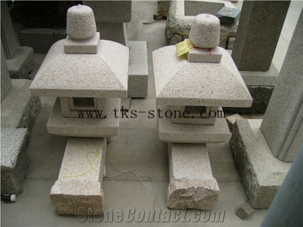 Beige Granite Lantern Sculptures,Japanese Lamps,Garden Lanterns&Lamps,Lamp Caving,Exterior Lanterns