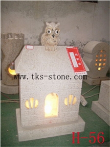 Beige Granite Lantern Sculptures,Lamp Caving,Garden Lanterns&Lamps,Japanese Lanterns,Exterior Lamps