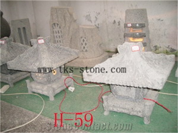 Beige Granite Lantern Sculptures,Lamp Caving,Garden Lanterns&Lamps,Japanese Lanterns,Exterior Lamps