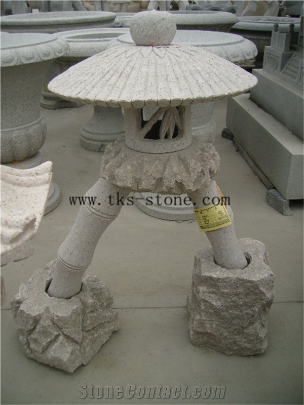 Beige Granite Lanterns Caving,Garden Lanterns&Lamps,Lantern Sculptures,Japanese Lamps