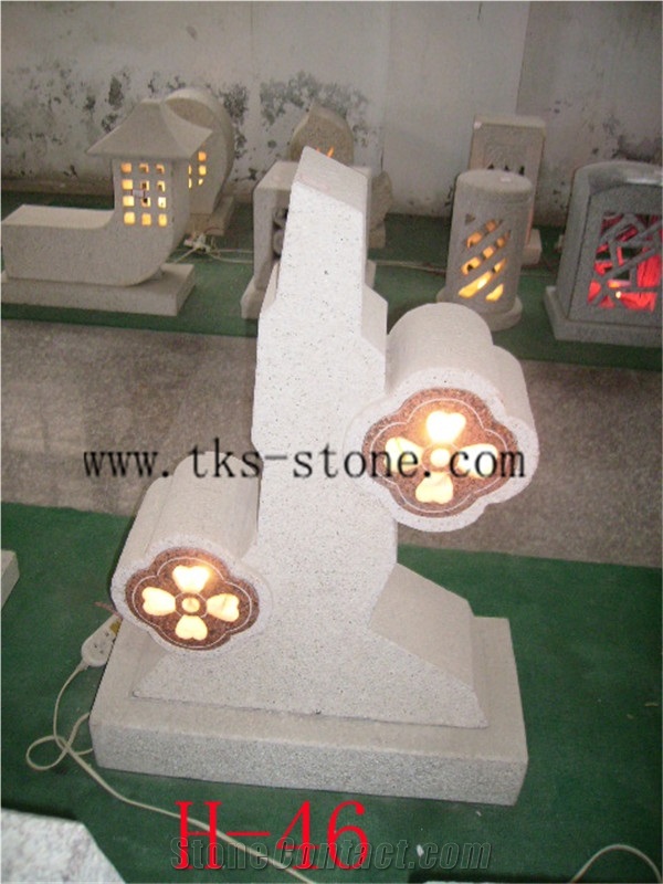 Beige Granite Lanterns,Lamp Sculptures,Lanterns Caving,Garden Lanterns&Lamps,Japanese Lanterns,Exterior Lamps