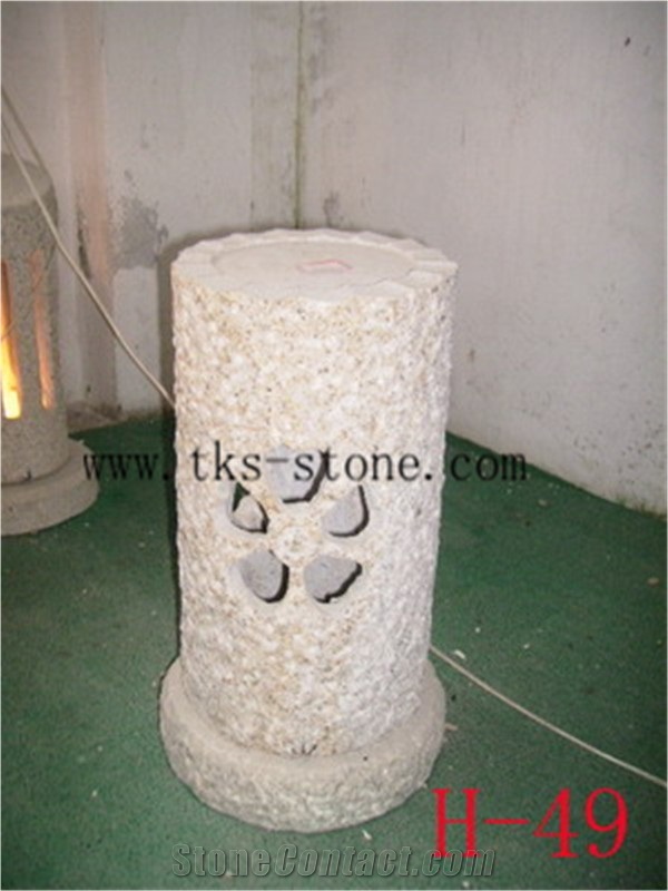 Beige Granite Lanterns,Lamp Sculptures,Lanterns Caving,Garden Lanterns&Lamps,Japanese Lanterns,Exterior Lamps