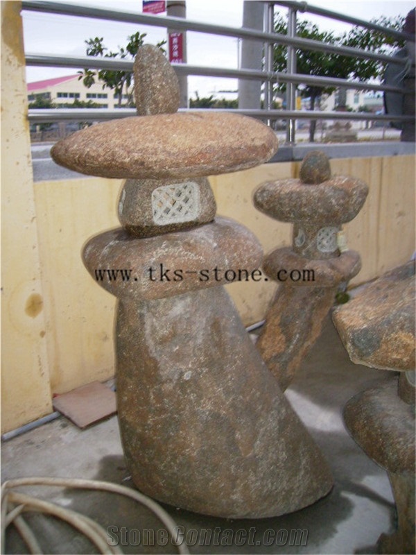 Brown Granite Garden Lanterns&Lamps,Lanterns Caving,Lamp Sculptures,Japanese Lanterns,Exterior Lamps
