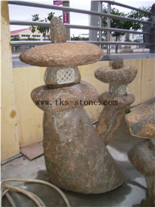 Brown Granite Garden Lanterns&Lamps,Lanterns Caving,Lamp Sculptures,Japanese Lanterns,Exterior Lamps