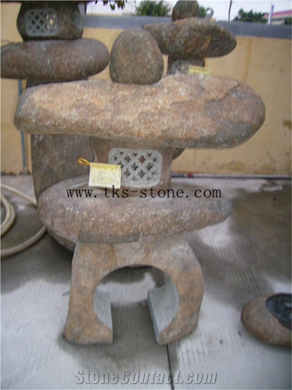 Brown Granite Garden Lanterns&Lamps,Lanterns Caving,Lamp Sculptures,Japanese Lanterns,Exterior Lamps