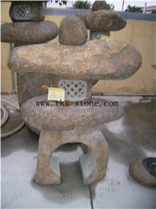 Brown Granite Garden Lanterns&Lamps,Lanterns Caving,Lamp Sculptures,Japanese Lanterns,Exterior Lamps