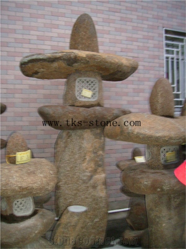 Brown Granite Garden Lanterns&Lamps,Lanterns Caving,Lamp Sculptures,Japanese Lanterns,Exterior Lamps
