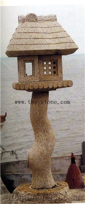 Brown Granite Lanterns Caving,Lantern Sculptures,Garden Lanterns&Lamps,Japanese Lamps
