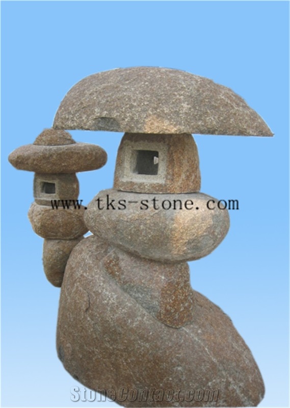 Brown Granite Lanterns Caving,Lantern Sculptures,Garden Lanterns&Lamps,Japanese Lamps