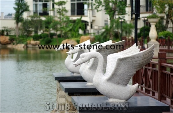 China Beige Granite Duck Sculptures&Statues,Beige Granite Duck Animal Sculptures,Duck Caving,Garden Statues