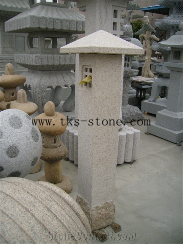 Chinese Grey Granite Lantern, Grey Granite Lanterns