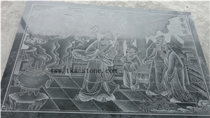 Chinese Style Etching Relief, Black Granite Etchings
