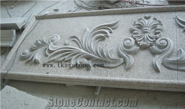Flower Engravings Relief Design, Red Granite Relief Design
