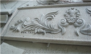 Flower Engravings Relief Design, Red Granite Relief Design