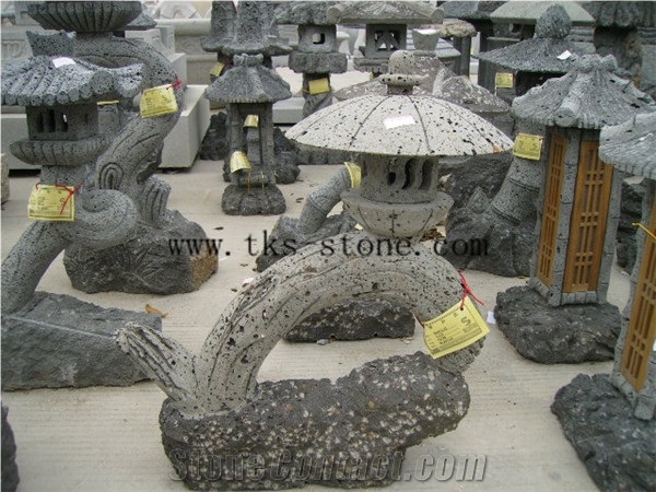 Grey Granite Garden Lanterns&Lamps,Lantern Sculptures,Lamps Carving,Japanese Lamps,Exterior Lanterns