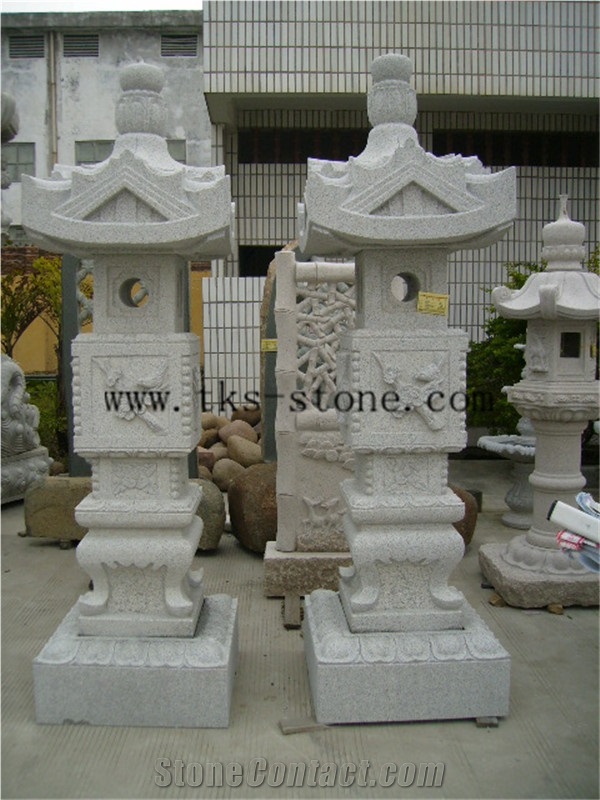 Grey Granite Lantern Sculptures,Garden Lanterns&Lamps,Japanese Lamps,Lamp Caving