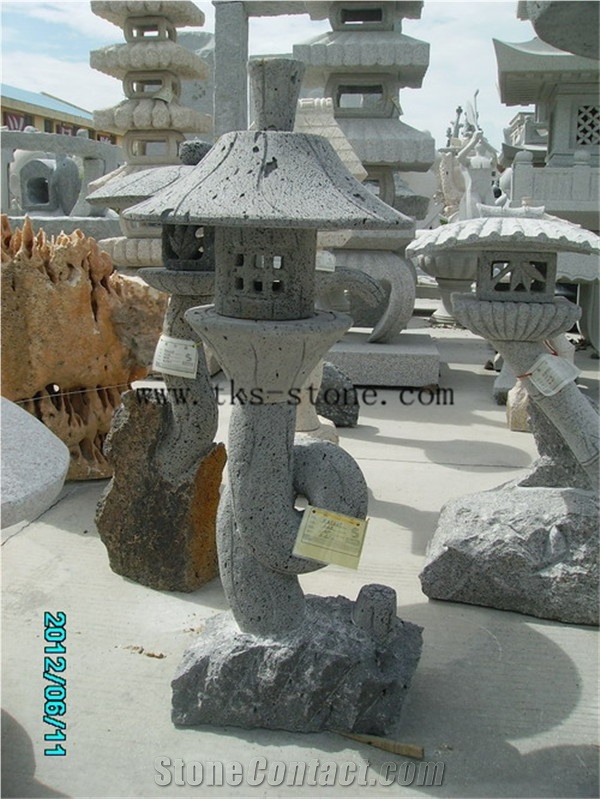 Grey Granite Lanterns Caving,Lamp Sculptures,Garden Lanterns&Lamps,Japanese Lanterns,Exterior Lamps