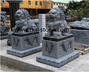 Grey Granite Lion Sculpture&Statue,Lions Caving,Lions Animal Sculptures,Lions Landscape Statues