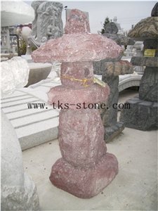 Pink Granite Garden Lanterns&Lamps,Garden Lamps Carving,Japanese Lanterns,Exterior Lamps