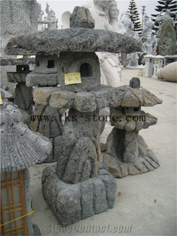 Pink Granite Garden Lanterns&Lamps,Garden Lamps Carving,Japanese Lanterns,Exterior Lamps