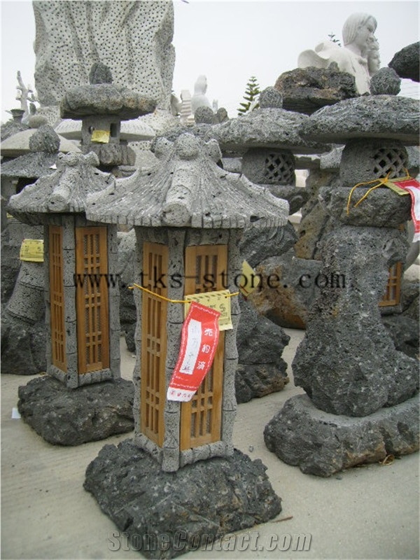 Pink Granite Garden Lanterns&Lamps,Garden Lamps Carving,Japanese Lanterns,Exterior Lamps