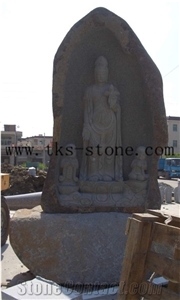 Religious Bodhisattva Sculptures, Green Granite Sculpture & Statue