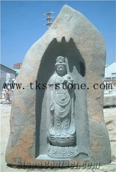Religious Bodhisattva Sculptures, Green Granite Sculpture & Statue