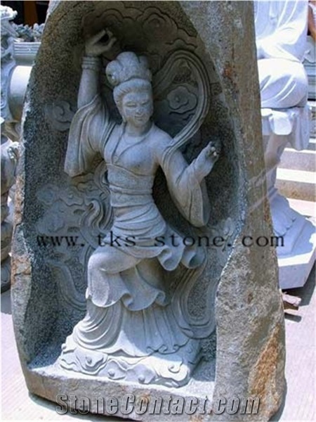 Religious Bodhisattva Sculptures, Green Granite Sculpture & Statue