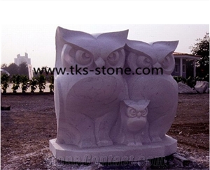 Stone Beige Granite Owl Sculpture&Statue,Owl Caving,Owl Animal Sculptures,Owl Garden Sculptures,Western Statues