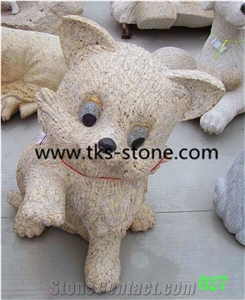 Stone Dog Sculptures&Statues,Dog Caving,Beige Granite Dog Animal Sculptures,Garden Statues