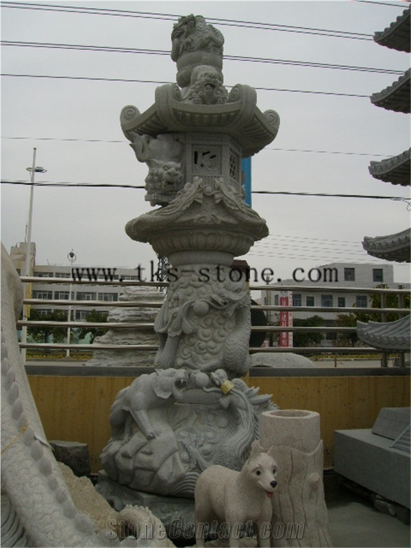 Stone Grey Granite Garden Lanterns&Lamps,Lantern Sculptures,Lamps Caving,Japanese Lanterns,Exterior Lamps