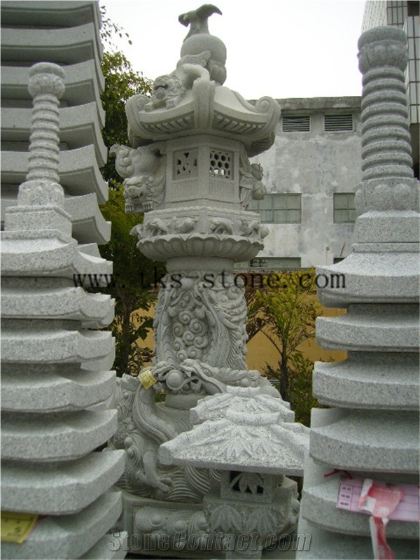 Stone Grey Granite Garden Lanterns&Lamps,Lantern Sculptures,Lamps Caving,Japanese Lanterns,Exterior Lamps