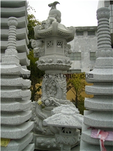 Stone Grey Granite Garden Lanterns&Lamps,Lantern Sculptures,Lamps Caving,Japanese Lanterns,Exterior Lamps