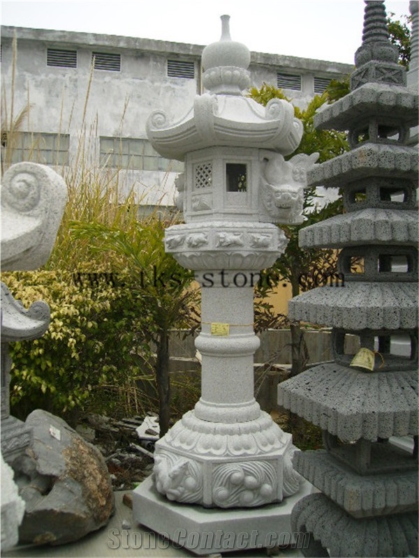 Stone Grey Granite Garden Lanterns&Lamps,Lantern Sculptures,Lamps Caving,Japanese Lanterns,Exterior Lamps