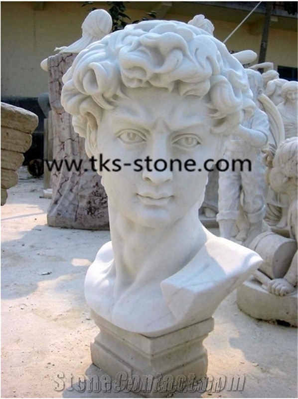 Stone Head Statues Caving,White Granite Human Sculptures,Handcarved Sculptures,Western Statues