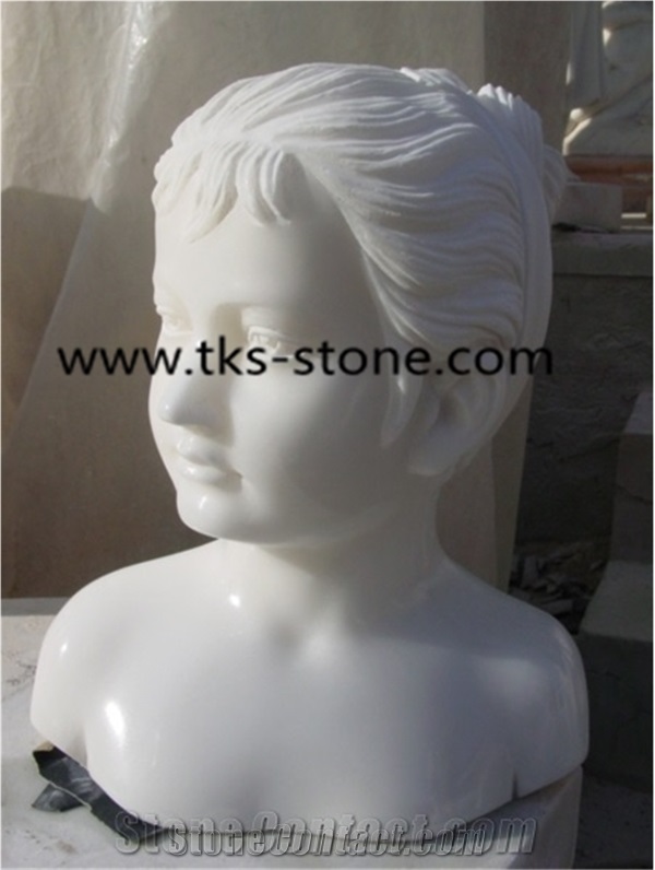 Stone Head Statues Caving,White Granite Human Sculptures,Handcarved Sculptures,Western Statues
