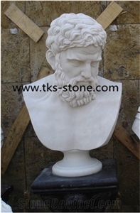 Stone Head Statues Caving,White Granite Human Sculptures,Handcarved Sculptures,Western Statues