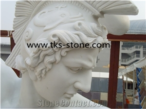 Stone Head Statues Caving,White Granite Human Sculptures,Handcarved Sculptures,Western Statues