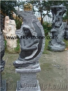 Stone Human Sculptures&Statues,Human Caving,Black Granite Head Statues,Art Works