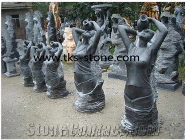 Stone Human Sculptures&Statues,Human Caving,Black Granite Head Statues,Art Works