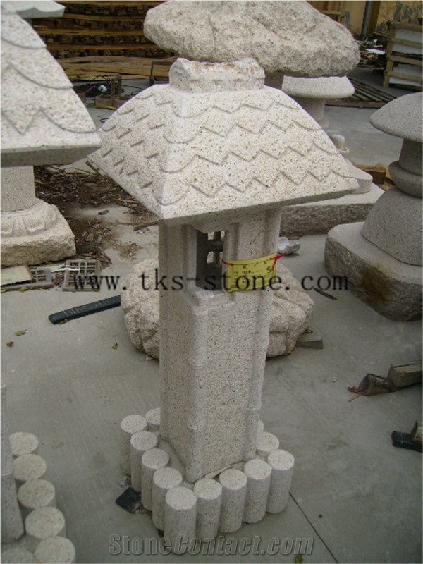 Stone Lanterns Carving,Lanterns Sculptures,Beige Granite Garden Lanterns&Lamps,Japanese Lanterns,Exterior Lamps