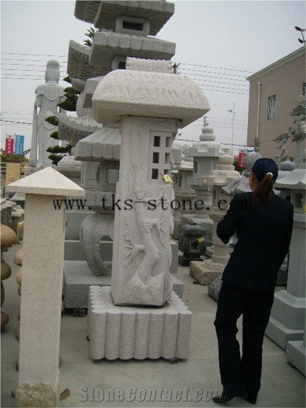 Stone Lanterns Carving,Lanterns Sculptures,Beige Granite Garden Lanterns&Lamps,Japanese Lanterns,Exterior Lamps