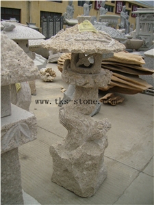 Stone Lanterns Caving,Beige Granite Garden Lanterns&Lamps,Japanese Lanterns,Exterior Lamps, Sculpture Beige Granite Japanese Lanterns