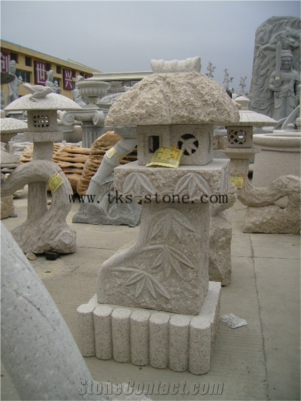 Stone Lanterns Caving,Beige Granite Garden Lanterns&Lamps,Japanese Lanterns,Exterior Lamps, Sculpture Beige Granite Japanese Lanterns