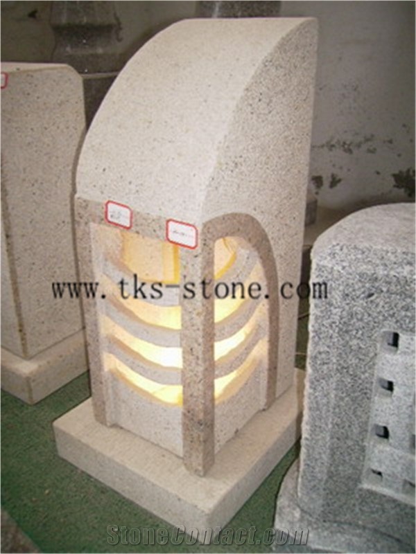 Stone Lanterns Caving,Beige Granite Garden Lanterns&Lamps,Lamp Sculptures,Japanese Lamps,Exterior Lanterns