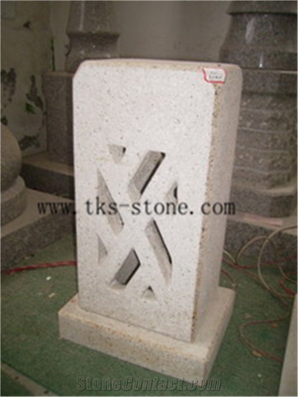 Stone Lanterns Caving,Beige Granite Garden Lanterns&Lamps,Lamp Sculptures,Japanese Lamps,Exterior Lanterns
