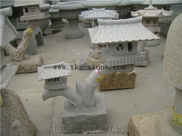 Stone Lanterns Caving,Garden Lanterns&Lamps,Beige Granite Lantern Sculptures,Japanese Lamps