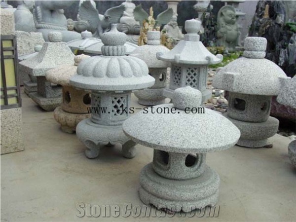 Stone Lanterns Caving,Lamp Sculptures,Beige Granite Garden Lanterns&Lamps,Japanese Lanterns,Exterior Lamps