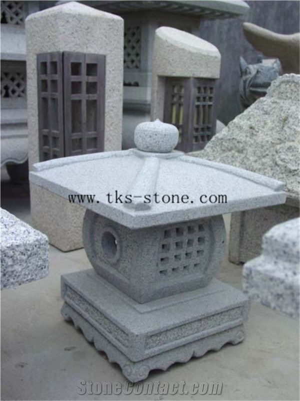 Stone Lanterns Caving,Lamp Sculptures,Beige Granite Garden Lanterns&Lamps,Japanese Lanterns,Exterior Lamps