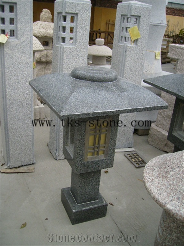 Stone Lanterns Caving,Lantern Sculptures,Grey Granite Japanese Lanterns,Exterior Lamps